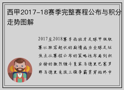 西甲2017-18赛季完整赛程公布与积分走势图解