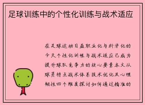 足球训练中的个性化训练与战术适应